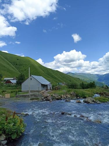 a building next to a river in a field at MOUNTAIN HOUSE in Roshka