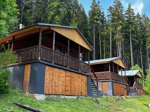 a house with two decks on a hill at Holiday Home Lesní plovárna B1 by Interhome in Mladé Buky