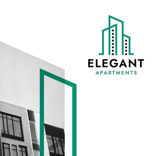 um logótipo de edifício para apartamentos de apartamentos em Elegant apartment em Milton Keynes