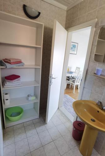 a bathroom with a sink and a toilet in a room at Apartment Jadranka in Makarska