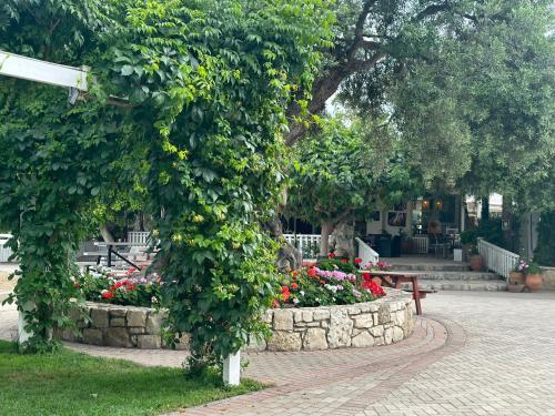 a park with a bunch of plants and flowers at AMNISIADES APARTMENTS in Karteros