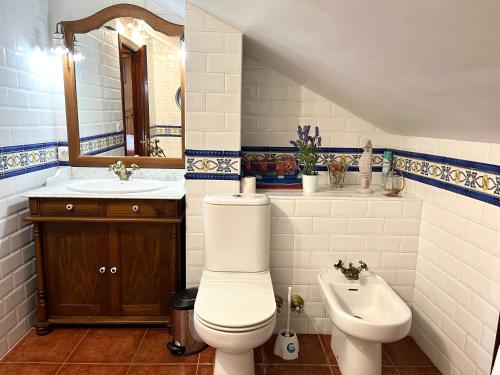bagno con servizi igienici e lavandino di Aramar Luanco a Luanco