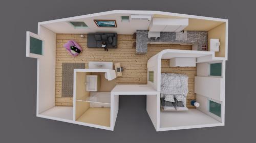 una rappresentazione di una piccola casa con una camera di The Romantic Nest - the Perfect Getaway at Downtown, 6th-floor no lift a Lisbona