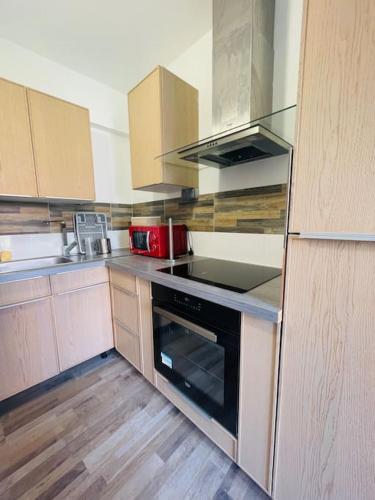 Il comprend une petite cuisine équipée d'une cuisinière et d'un évier. dans l'établissement Petit Studio centre Joliette(1), à Marseille