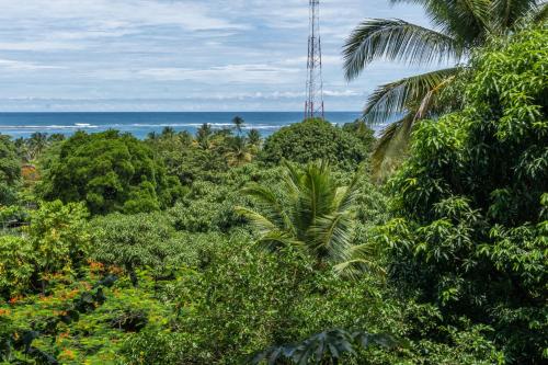 a view of a jungle with the ocean in the background at Mot Mot Vacation in Sámara