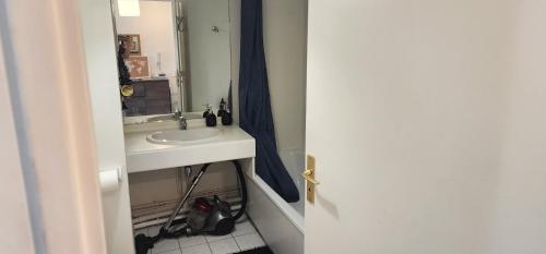 W łazience znajduje się umywalka i lustro. w obiekcie Paris Disney w mieście Collégien