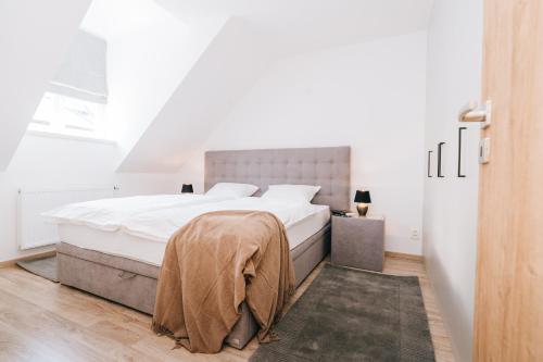 Postel nebo postele na pokoji v ubytování Apartmán 25 Karlova Studánka