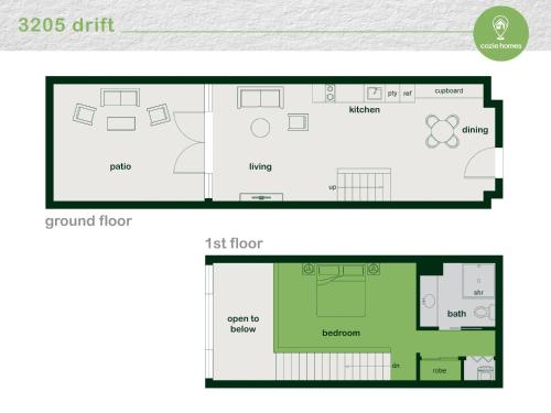 Hotel Drift 3205 Beachfront Accomodationの見取り図または間取り図