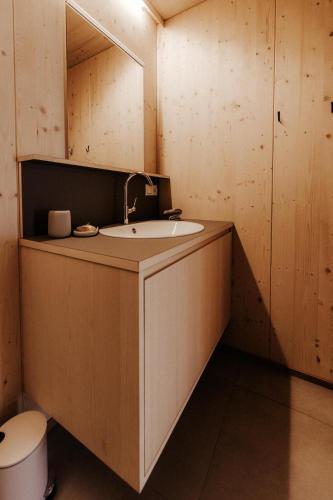 a bathroom with a sink and a mirror at Haus W in Schruns
