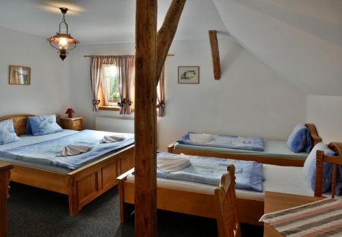 a room with two bunk beds in it at Penzion Lesní Zátiší in Horní Malá Úpa
