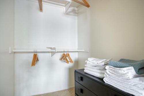 a pile of towels sitting on a dresser in a room at Playa Vista 2br w gym pool nr beach LAX LAX-1085 in Los Angeles