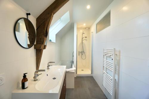 bagno con lavandino e specchio di Villa Ar Maen a Concarneau