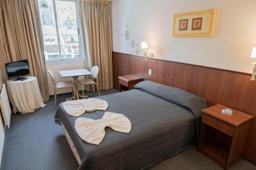 a hotel room with a bed and a desk at Etoile in Mar del Plata