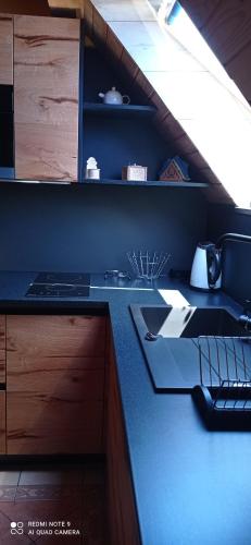 a kitchen with a sink and a counter top at Pokoje ,,Goramiba''Jurgów in Jurgów