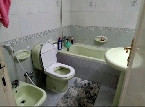 a bathroom with a toilet and a sink at Happy nights in Sharjah