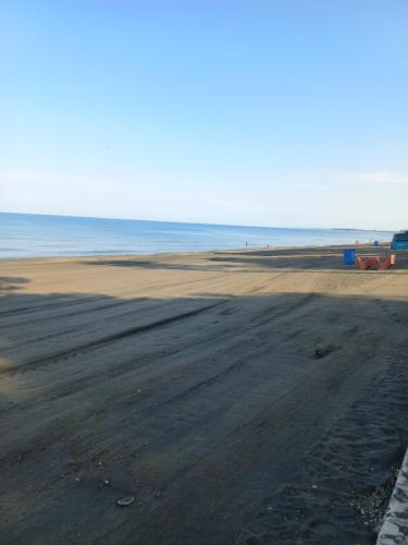 una spiaggia vuota con l'oceano sullo sfondo di TEGI a Ureki