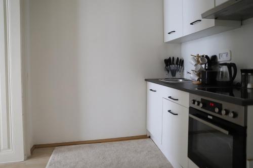 Dapur atau dapur kecil di Spacious Apartment, 3 min to U6 metro