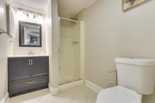 a bathroom with a shower and a toilet and a sink at Pools, Beach Access South Carolina Retreat! in Hilton Head Island