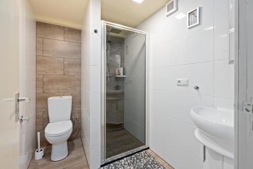 een badkamer met een toilet en een wastafel bij House on the river in Goudswaard