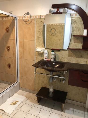 a bathroom with a sink and a shower at Magnifique F3 tout équipé in Papeete