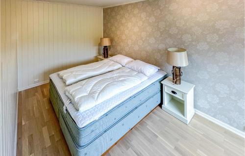 Postel nebo postele na pokoji v ubytování Beautiful Home In Auklandshamn With Jacuzzi, Wifi And 4 Bedrooms