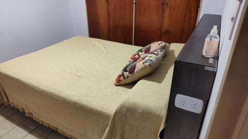 una cama con una almohada encima en Botanical house en San Miguel de Tucumán