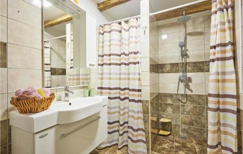 2 Bedroom Cozy Home In Hrastovica : حمام مع حوض ودش