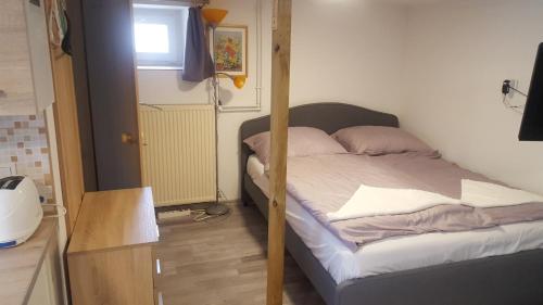 a bedroom with a bunk bed in a room at Agapé Mini Stúdió in Balatonalmádi