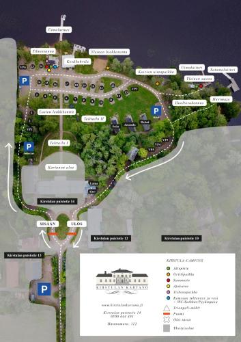 a map of the parking lot at a resort at Triangeli -glampingmökki in Hämeenlinna