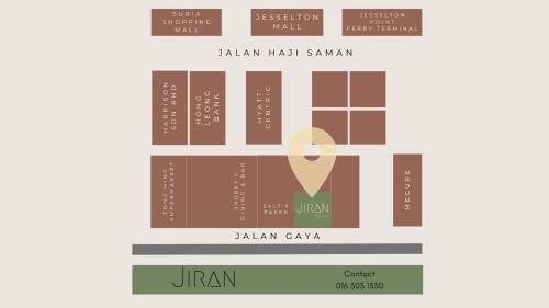 a map of balai hadsam stadium with a pin in the center at Jiran Hostel Kota Kinabalu in Kota Kinabalu