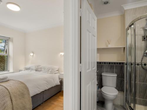 1 dormitorio con cama, aseo y ducha en Stunning apartment Clifden en Clifden