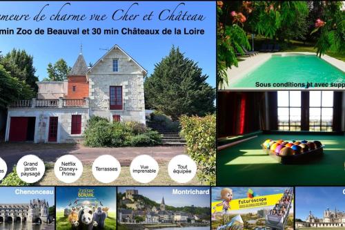Demeure vue sur Cher/Château, 5 min Zoo de Beauval