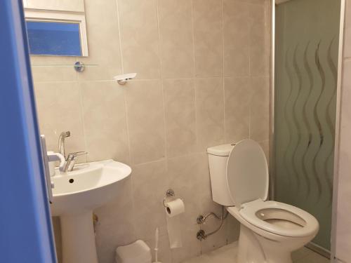 a bathroom with a toilet and a sink at ÇAMLIK PANSİYON in Antalya