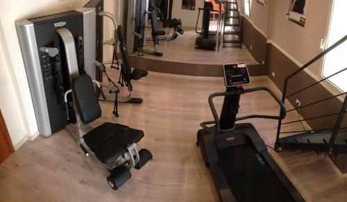 an overhead view of a gym with exercise equipment at Hotel Villa Ombrosa in Portoferraio
