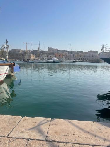 een uitzicht op een haven met boten in het water bij Guest House Isabel Pinto in Bisceglie