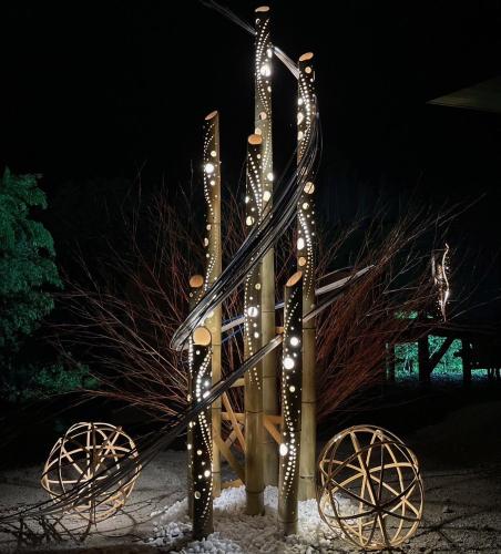 a sculpture of a tree with lights on it at and RIVER KATSUURA in Katsuura