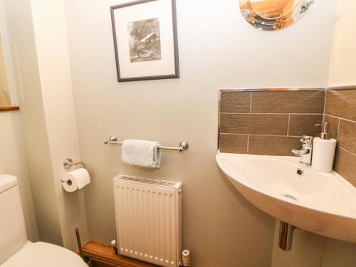 een badkamer met een wastafel en een toilet bij Green Farm Cottage in Ashbourne
