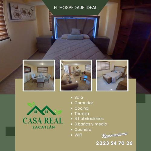 un collage de fotos de una habitación con cama en casa, en Zacatlán