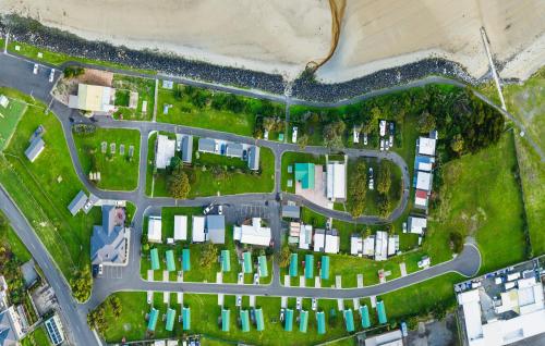 an overhead view of a suburb with buildings at BIG4 Tassie Getaway Park Stanley in Stanley
