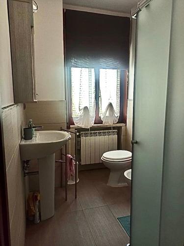 a bathroom with a sink and a toilet at Casa Tatone in Roccaraso