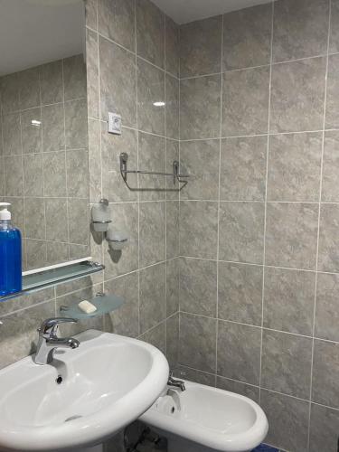 y baño con lavabo y espejo. en Hotel Lane, en Kraljevo