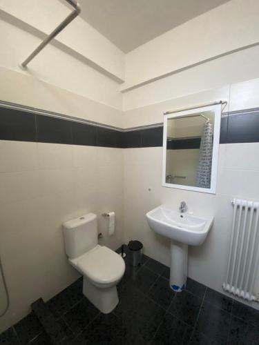 a bathroom with a toilet and a sink at Athina’s apartment in Athens