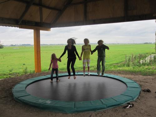 a group of children standing on a trampoline at Appartementen Rijnhoeve in Koudekerk aan den Rijn