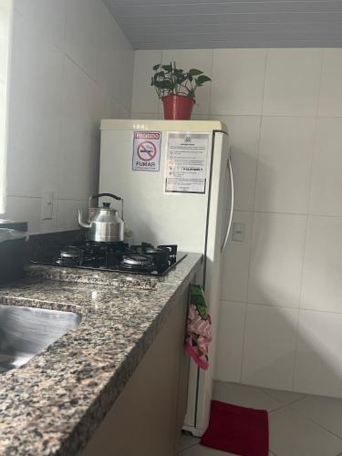 Dapur atau dapur kecil di Hospedagem Confortável e Prática para viajantes e férias - Próxima à BR-101