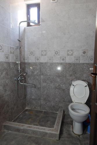 a bathroom with a shower with a toilet and a shower at Wine House in Tbilisi City