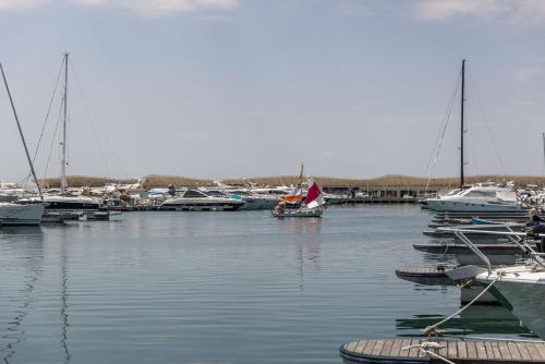 a bunch of boats are docked in a marina at Marina del Gargano Houseboat in Manfredonia