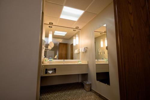 a bathroom with a sink and a large mirror at Fresno Galerias in Torreón