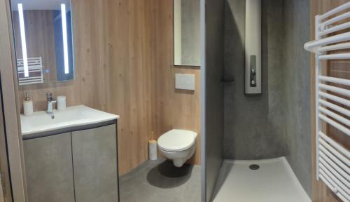 La salle de bains est pourvue de toilettes et d'un lavabo. dans l'établissement Résidence Le Sommet, à Les Hôpitaux-Neufs