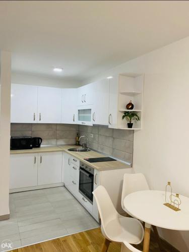 Kuchyň nebo kuchyňský kout v ubytování Apartman Mihajlo