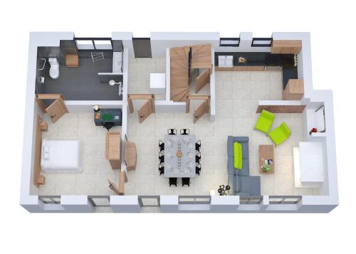 d'un plan d'étage d'une maison dans l'établissement Ensemble de 2 gîtes de charme - 15 personnes, à Sainte-Marguerite